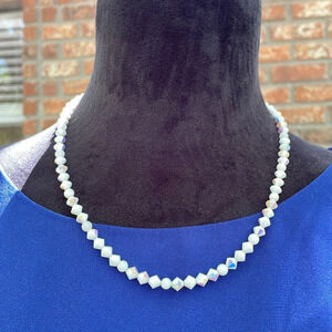 Vintage White Iridescent crystals Necklace